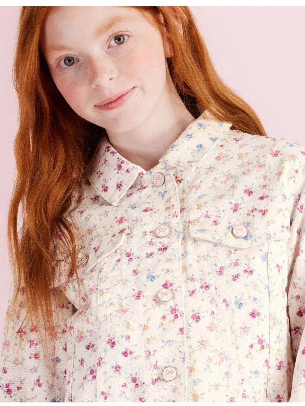NWT LoveShackFancy x Target Girls Grace Sunrise Patchwork Floral Denim Jacket- L